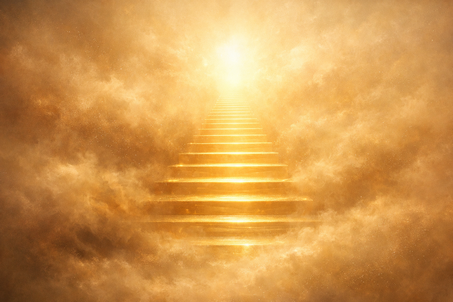 Zlaté svetlo stúpajúce do hmly — abstraktná ilustrácia k piesni Stairway to Heaven v traileri na Narniu